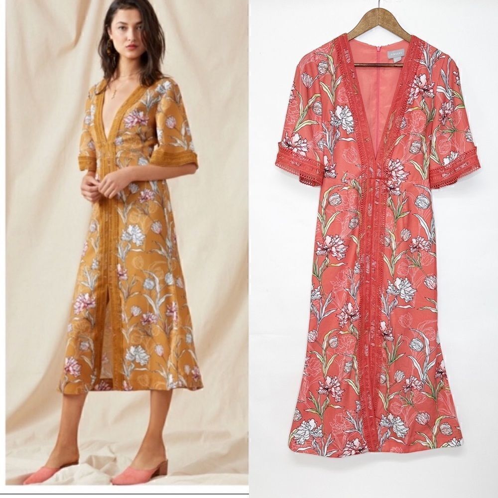 Finders Keepers Floral Lace Midi Dress Size Small - Picture 2 of 13